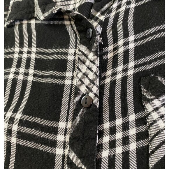 New Direction Black and White Plaid Button-Down Shirt Size L Grunge Western - Picture 5 of 11
